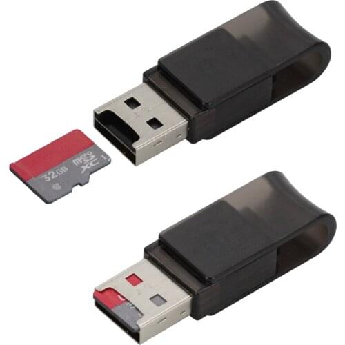 Retractable Head Mini Micro USB 2.0 OTG Adapter+Micro SD TF Card Reader Exteral Portable USB SD Card Reader wholesale 200pcs/lot