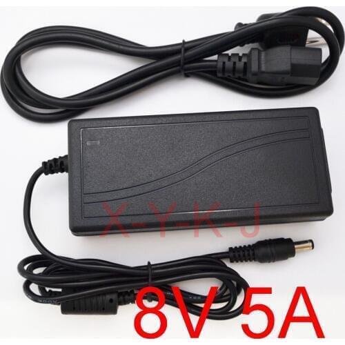 1PCS 8V 5A High quality IC solutions AC 100V-240V DC 8V 5A 5000mA Switch power supply, 40W DC 5.5mmx 2.1mm-2.5mm EU/US /UK /AU