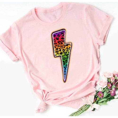 Newly t shirt femme lightning graphic print women t-shirt summer 90s aesthetic clothe cute casual girl tee plus size women
