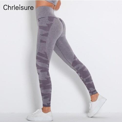 CHRLEISURE Women Seamless Legging High Waist Elastic Fitness Leggings Hip Lift Camouflage Quick-drying Training Workout Leggins