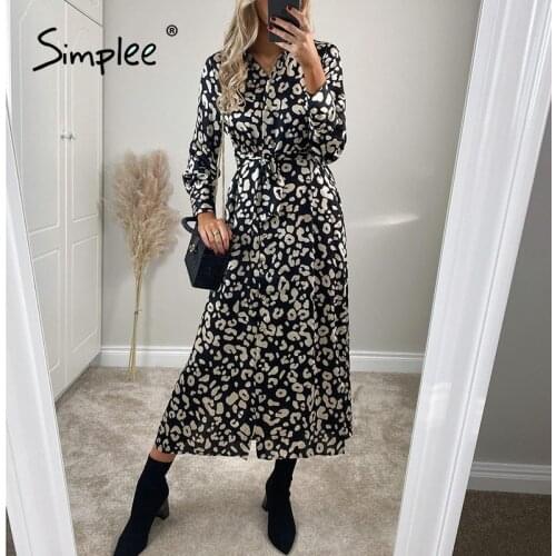 Simplee Bohemian floral printed long sleeves lace up women dress Holiday buttons lapel maxi dresses Female loose beach vestidos