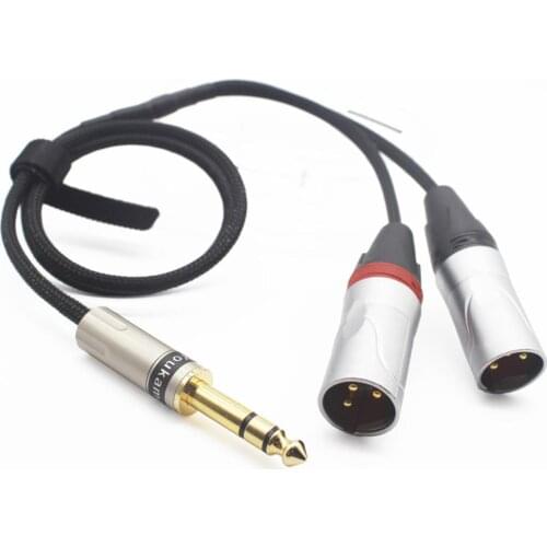 1/4" TRS 6.35mm to Dual XLR Male Balanced Headphone Audio Headphone Adapter 8 Core Silver Plated Cable [ 6.35mm to 2 XLR ] 60cm