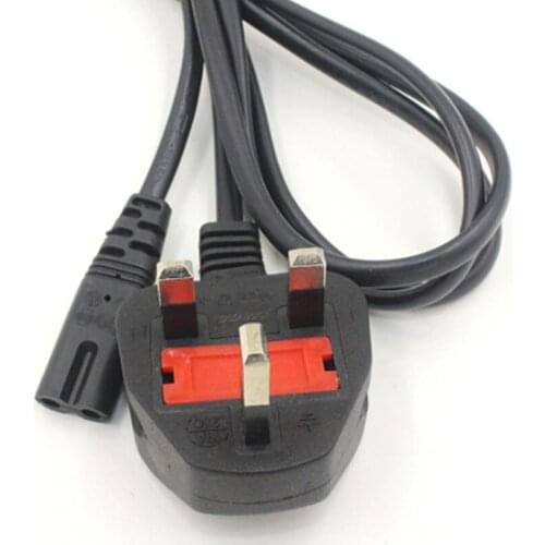 20pcs UK Plug AC Power Supply Cable 3 Prong C7 Figure 8 Main Power Cord With Fuse 1.8m 6ft 1.5m 5ft For Battery Chargers Laptop