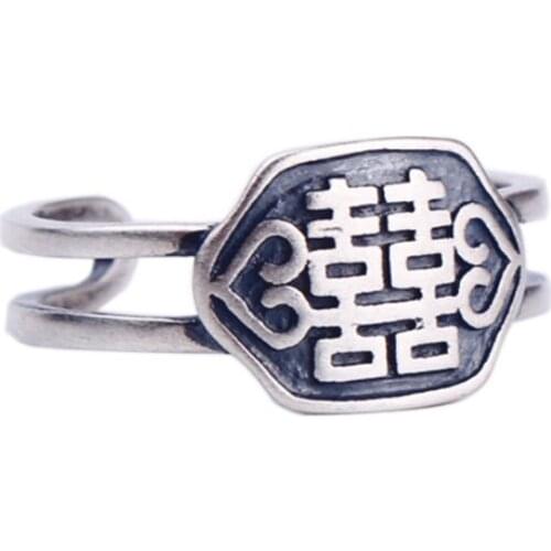 2020 fashion design vintage text silver joint ring set ladies jewelry vintage style joint ring party holiday gift