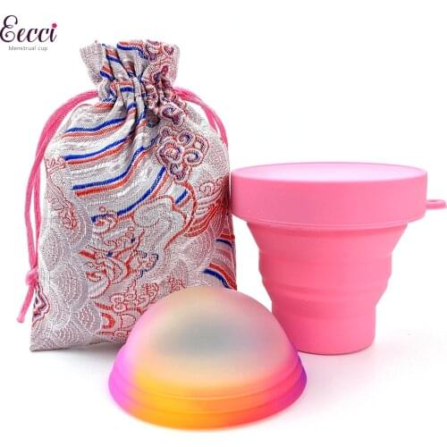 2021 New Reusable menstrual Disc with 1pcs sterilizer(folding cup) and 1pc storage bag menstrual cups sets