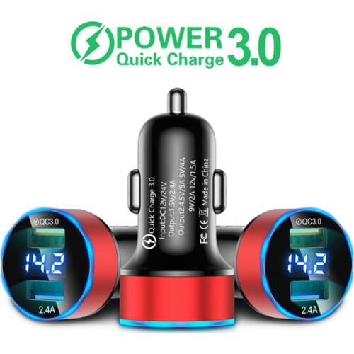 30W 3A Super Quick Charge 3.0 Dual Port USB Metal Car Trucks Charger Power Adapter For iPhone Xiaomi Sony Anti-slip Anti-shock