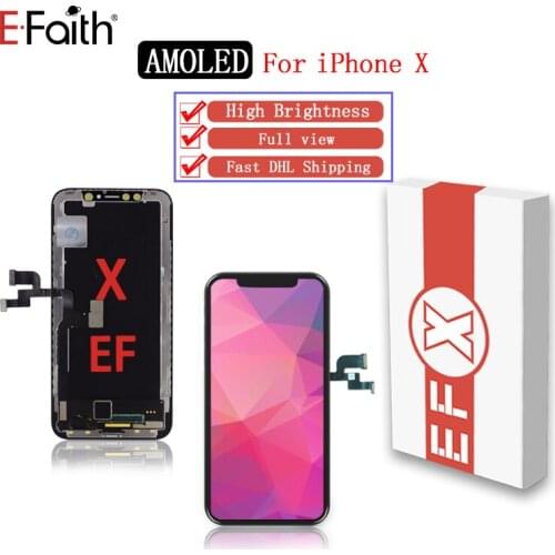 50pcs/Lot OLED AAA+++ High brightness EFaith for iphone x lcd waterproof Full view display for iphone X Screen Fully Bonded DHL