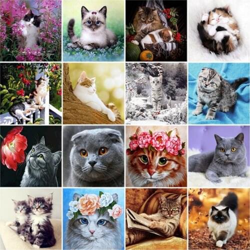DIY 5D Diamond Painting Lovely Cat Diamond Embroidery Animal Cross Stitch Mosaic Full Round Square Drill Rhinestones Home Decor