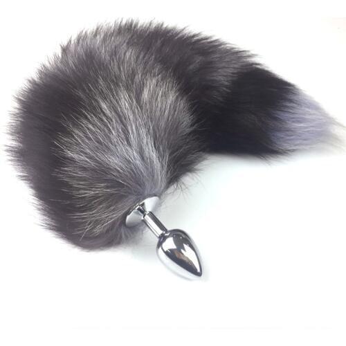 Medium size Fox Tail Anal butt Plug Metal For Men Women Adult product Sex Toy