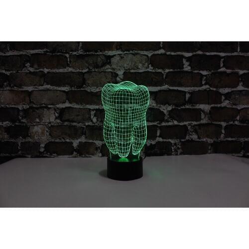 Free Shipping, YJM-2874, 3D LED Colorful Tooth, Remind Your Kids Make a Teeth Protection, Table or Bed Lamp with Touch Control