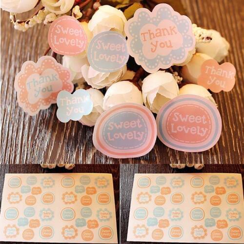 32pc/set sealing sticker tag for candy cookie box bag chocolate paper gift package Birthday Party favor DIY flower thank you