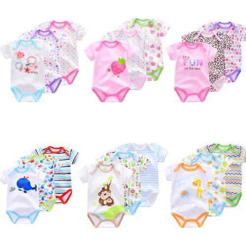 Short Sleeve Baby Girl Bodysuit Cartoon Print Newborn Baby Bodysuits 100% cotton 0-12m Baby Jumpsuit Infant Boy Clothing Set