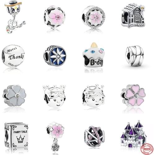 2021 New Style Hot Sale Flower Cake Castle Boy Girl Sandwich Charm Fit Original Pandora Charms Silver 925 Bracelet Genuine Gifts