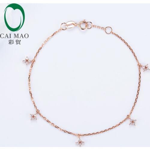 Caimao Jewelry 0.20ct Natural Diamonds 18k Rose Gold Engagement Chain Bracelet
