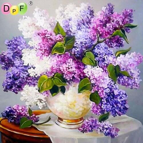 DPF DIY 5D Purple Lavender Flower square Diamond Painting Cross Stitch Kids square Diamond Embroidery Diamond Mosaic Home Decor