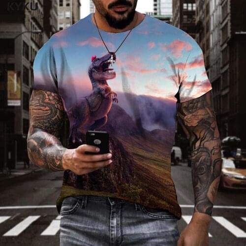 3d Tshirt Dinosaur T-shirt Men Animal Tshirts Casual Landscape Funny T shirts Funny Tshirt Printed Mens Clothing T shirts