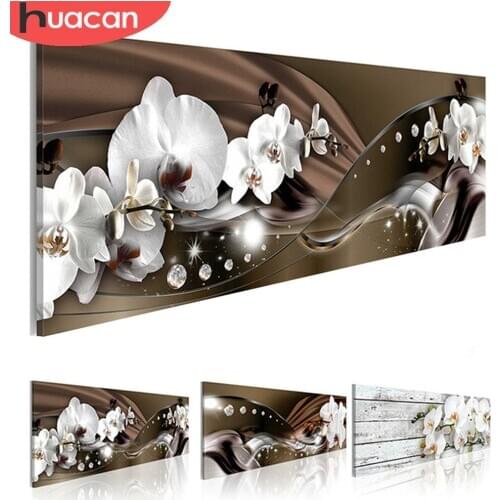 HUACAN 5d Diamond Painting Full Drill Orchid Living Room Wall Decoration Mosaic Flowers Embroidery Handmade Gift