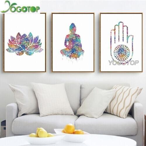 Indian Modern Lotus Buddha Yoga Pattern Home Decoration Wall Art Pictures Canvas Paintings Poster Print Living Room ML818