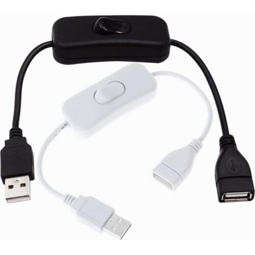 USB Cable 28cm USB 2.0 A Male to Female Extension Extender Black Cable With Switch ON OFF Cable for Led Lights