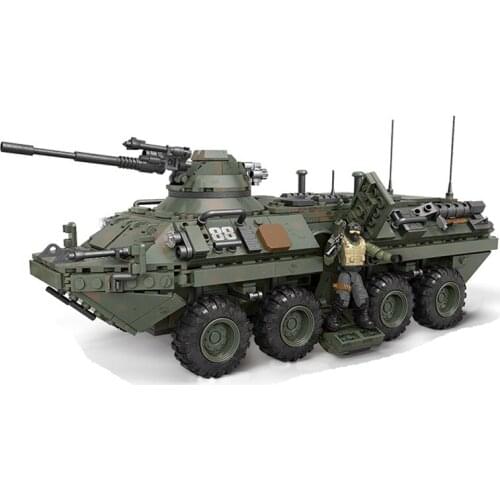 21st Century America Infantry Military Series Stryker Vehicle Building Blocks Tank Army Soldiers Weapon Model Boy Kids Toys Gift