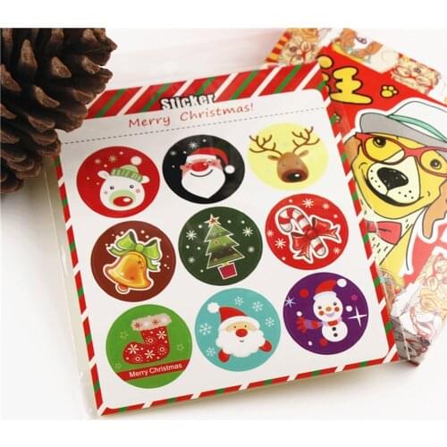 90Pcs Merry Christmas Santa Tree Pattern Gift Kraft Sticker Gift Labels Stickers Sweets Party Seal Sticker Santa Claus