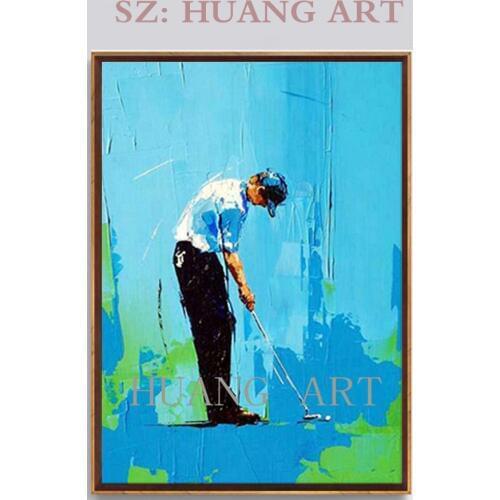 New painting hand-painted oil painting character lovely on the canvas painting abstract art plays golf ll family decorates porch