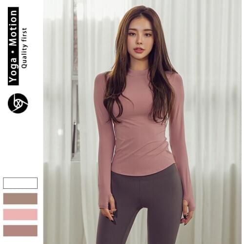 2021 autumn winter new sports fitness yoga clothes tops online celebrity simple stretch yoga clothes long sleeve T-shirt women