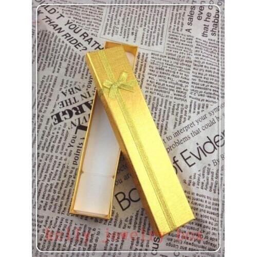 Wholesale 48pcs/lot Gold Paper Jewelry Box Cute Necklace Gift Box 20x4x2cm Jewelry Bracelet Necklaces Display Packaging Boxes