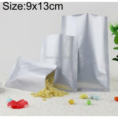 200PCS 9*13cm(3.54'' * 5.12'') 200micron Pure silver Aluminum Foil Bag Heat Seal Foil Bag Powder/Spice/Cooked Food storage pouch