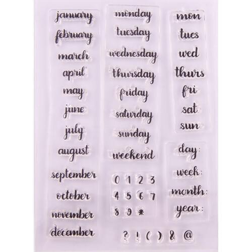 1pcs/lot Months Weeks Numbers Special punctuations Clear Transparent Silicone Stamps Seal For DIY Scrapbooking Photo Album Decor