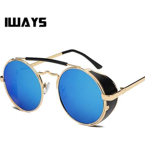 Retro Steampunk Men Women Sunglasses Round Designer Steam Punk Metal frame Shields male female Sun glasses UV400 Gafas de Sol