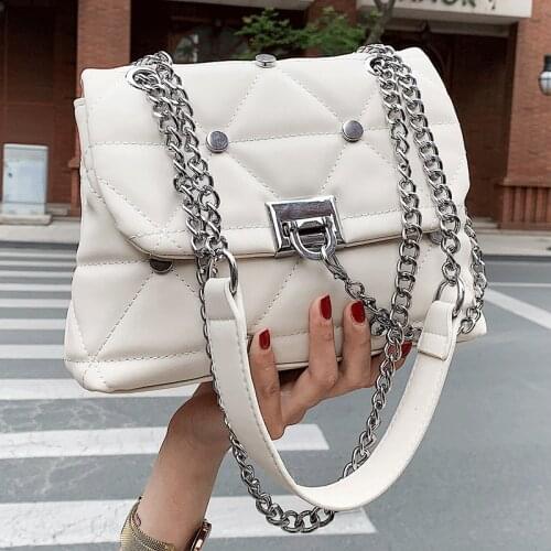 Diamond Lattice Handbags Luxury Designer Female Tote Bag Solid Shoulder Bag Sac Ladies Crossbody Bags Vintage Rivet Woman Bags