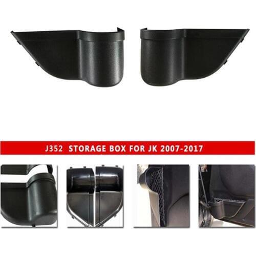 2pcs Car Front Door Net bag Storage Insert Side Organizer Box black ABS For Jeep Wrangler JK JKU 11