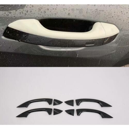 Car Carbon fiber style styling door handle cover handle trim for Audi A6L 2019 stainless steel accessories