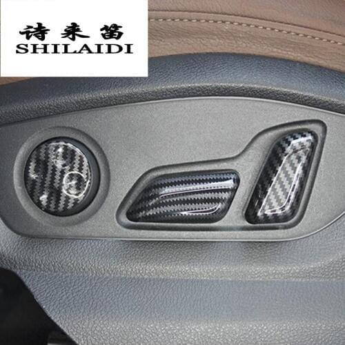 Car styling Carbon fiber Interior Auto Seat adjustment buttons switch Cover Sticker decorative for Audi Q7 2016-2019 Accessories