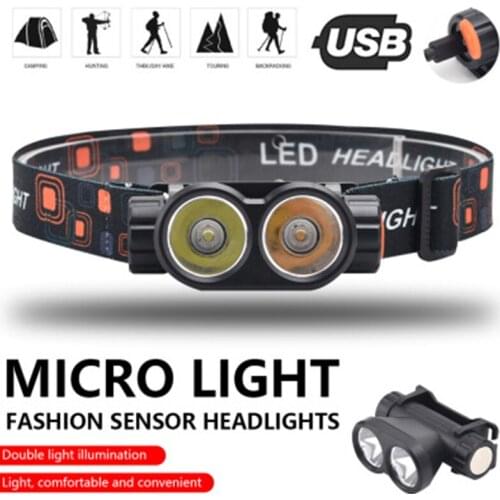 LED Headlamp USB Rechargeable XPE Torch Headlight Built in Battery Waterproof Fishing Lantern with Magnet Front Work Flashlight