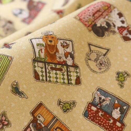 Cartoon Dog Print Fabric For Sewing Needlework Patchwork Clothes 100% Cotton Fabrics Per Yard DIY Handmade Material New Tissu