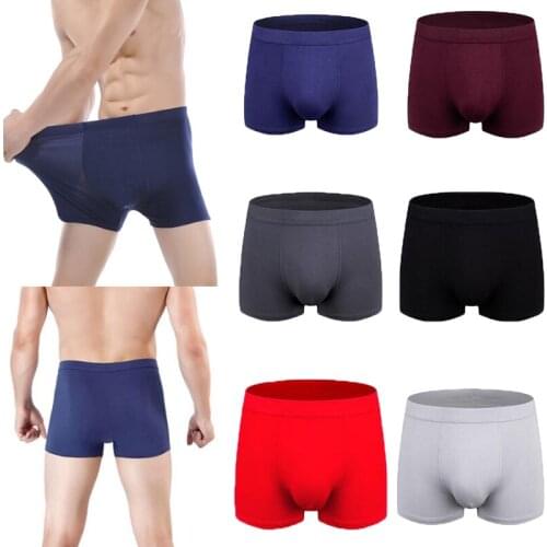 2XL-7XL Trunk Boxer Men Modale Cotton Underwear Boxer Briefs Man Trunks Big Size Black Grey Maroon Navy Blue Breathable Comforta