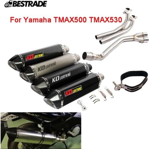 For Yamaha T-MAX 530 500 Until 2016 Motorcycle Exhaust System Front Middle Link Pipe Slip 51mm Muffler Tube 570mm Length Escape