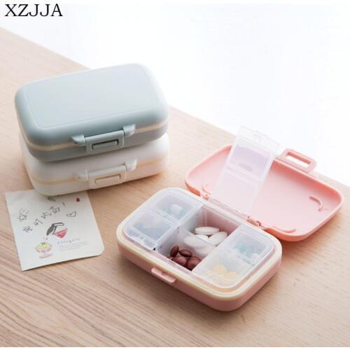XZJJA 6 Grid Portable Mini Medicine Box Outside Carry Drug Storage Box Silicone Sealed Case Travel Subpackage Dispensing Kit