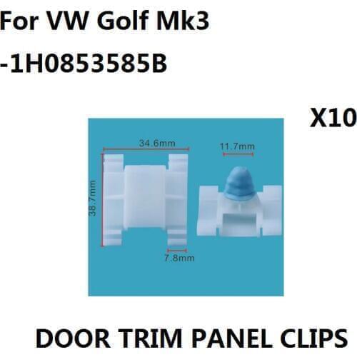 X10 For VW Golf Mk3 Door Trim Bumpstrip Clips Plastic 1H0853585B New