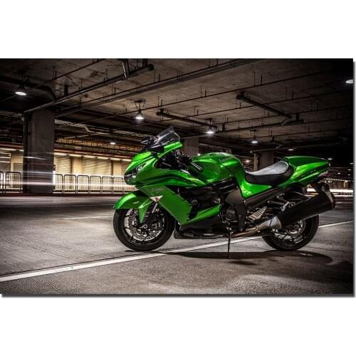 Lime Green Kawasaki Ninja Motorbike Poster Canvas Print Painting Wall Pictures For Living Room Decor