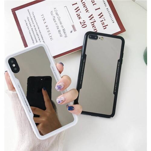 For iPhone 6 6s 7 5 8 Plus Silicone TPU Mirror Phone Case Cute Cover Coque For iPhone 12 11 pro X XS Max XR Hard Acrylic funda