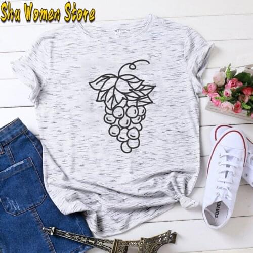 Women 2021 Summer Grape Fruit Cute Cartoon Lady T-shirts Top T Shirt Ladies Womens Graphic Female Tee T-Shirt