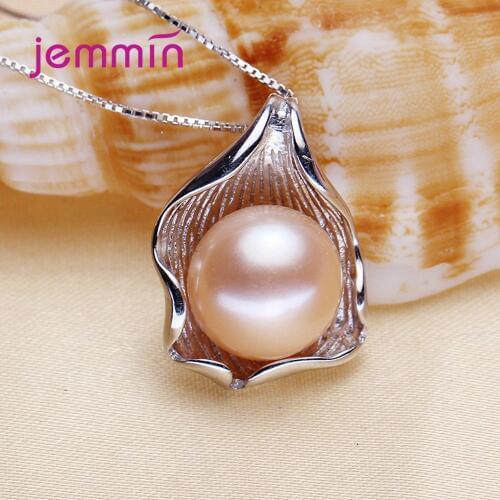Luxury White Purple Pink Big Freshwater Pearl Pendant Necklaces For Women 925 Sterling Silver Choker Necklaces Shinning Jewelry