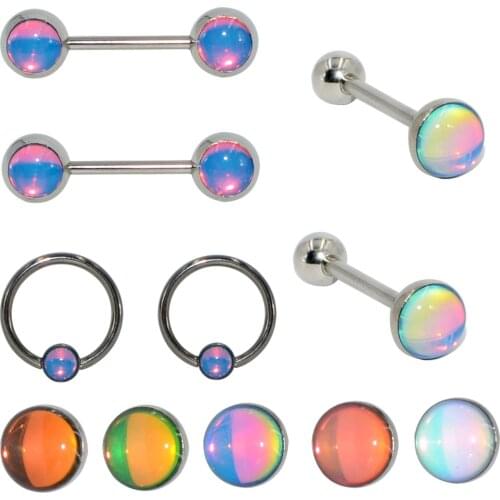 1PC Bling Bling Flash Film Nose Ring Daith Rook Ear Septum Helix Tragus Cartilage Earrings Nipple Ring Tongue Barbell Piercing