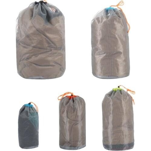 1pc Laundry Outdoor Bag Ultralight Mesh Stuff Sack Camping Sports Drawstring Storage Bag Hiking Tools Climbing Drawstring Bag