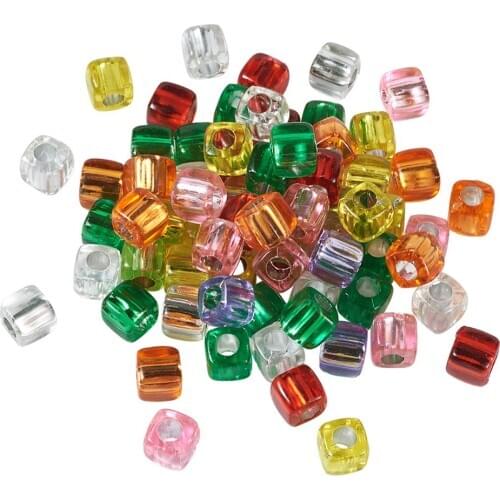 100pcs 8x7.5mm Silver Color Foil Acrylic Square Spacer Beads for Jewelry Making DIY Bracelet Necklaces Mixed Color