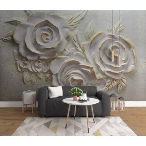 12 Custom Wallpaper 3D Relief Huge Flowers Art Wall Mural Living Room Bedroom Wallpaper