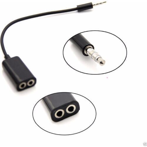 2pcs/lot 3.5mm AUX Audio Mic Splitter Cable Earphone Headphone Adapter Male To Female